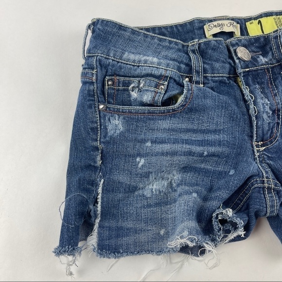 Indigo Rein Jean Shorts Womens Size 1 Skinny Distressed Blue Denim - Picture 4 of 9